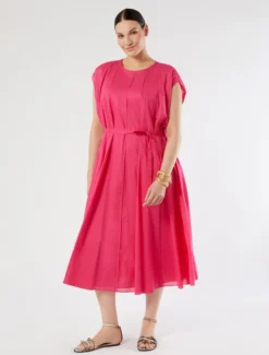 Abito in mussola ricamata - FUXIA