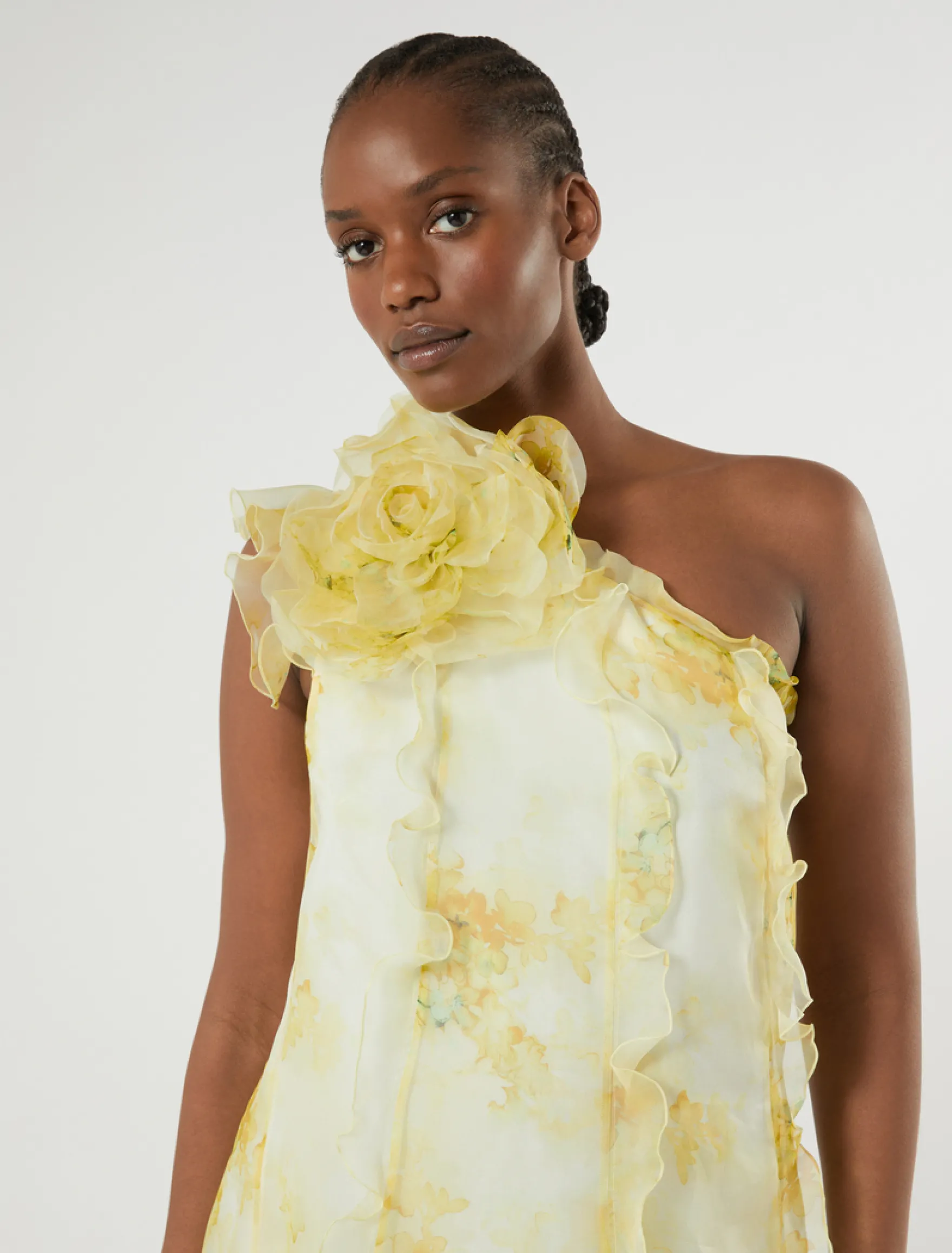 Abito in organza di seta - GIALLO CHIARO