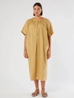 Abito in popeline di cotone - CAMMELLO