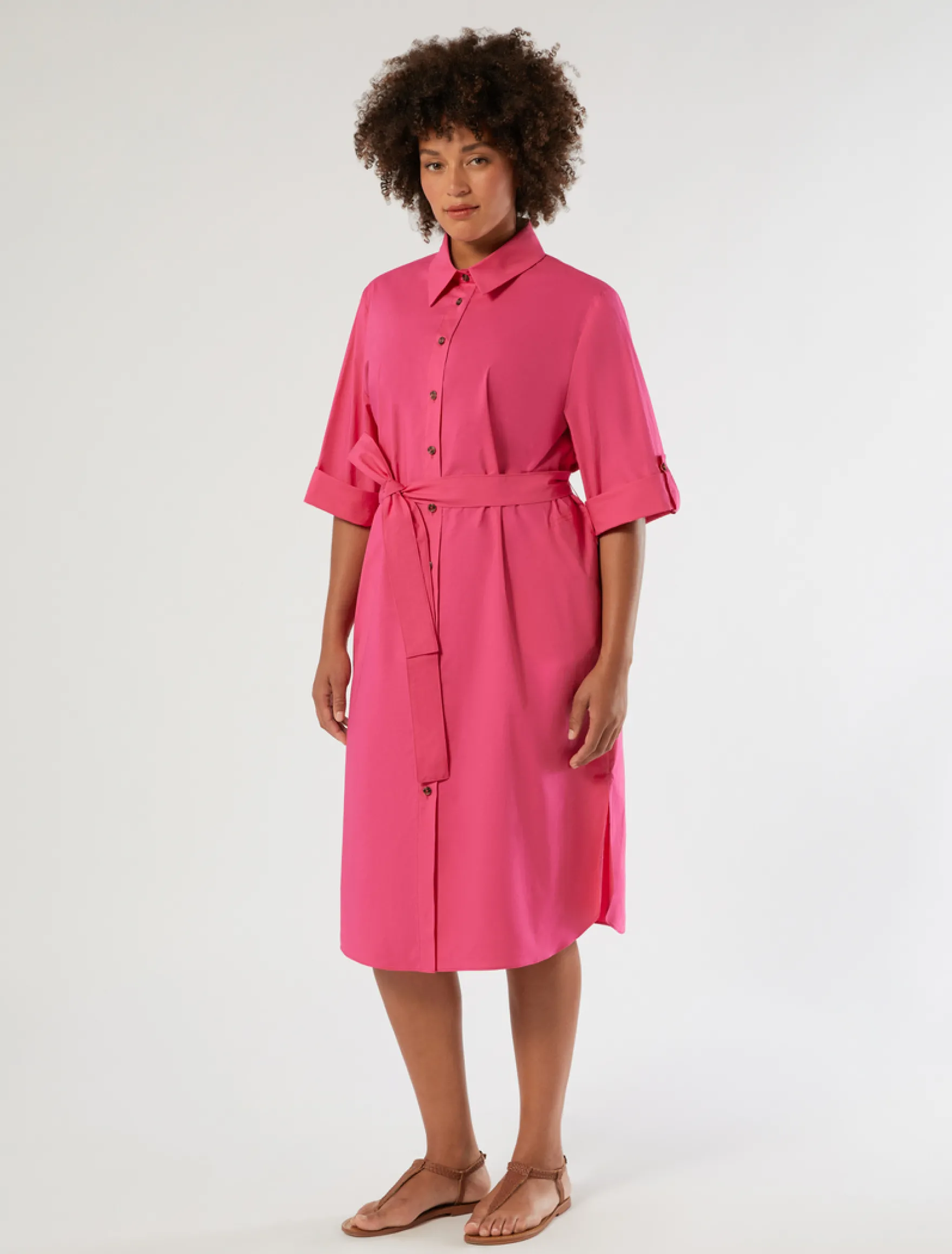 Abito in popeline di cotone - FUXIA