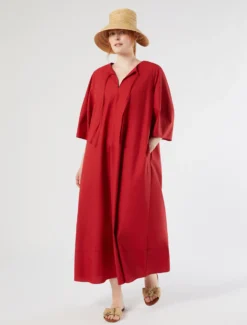 Abito in popeline di cotone - ROSSO