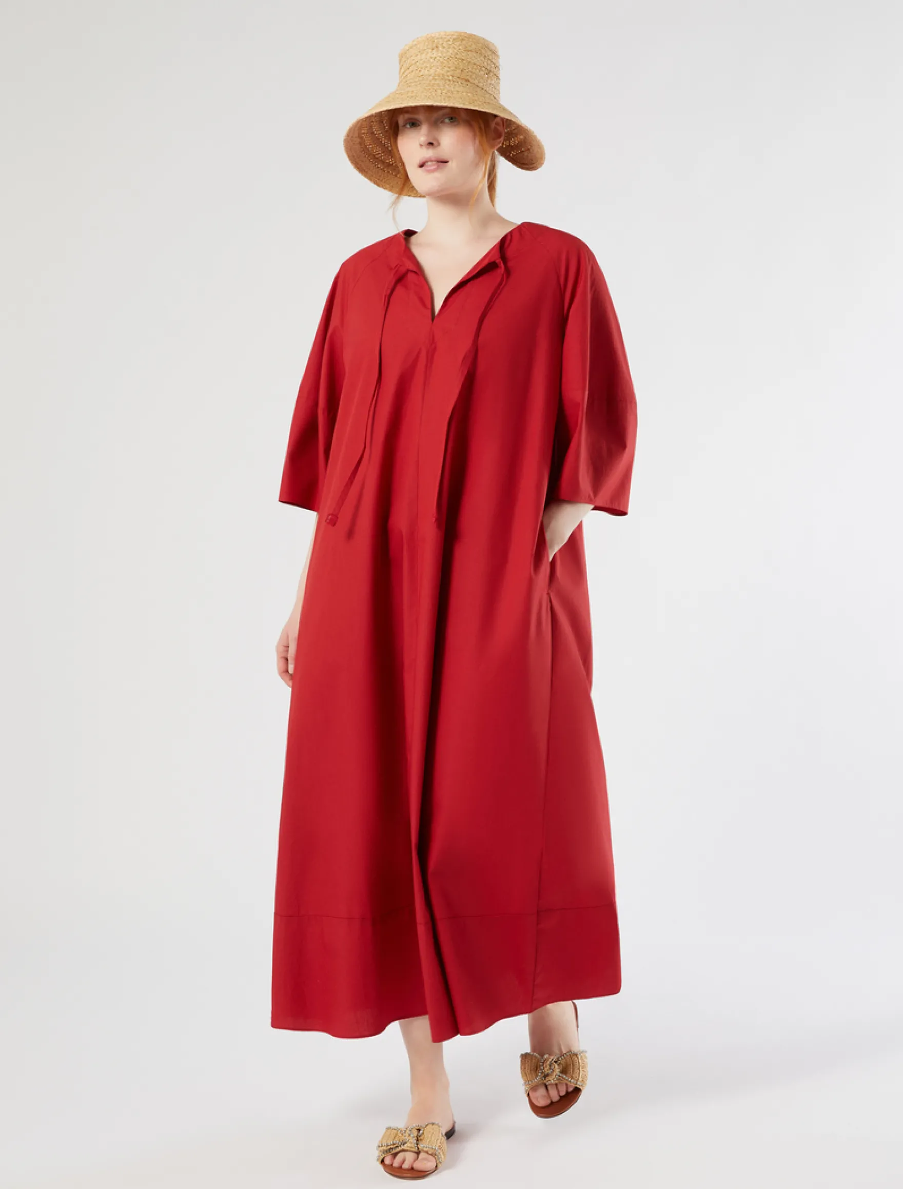 Abito in popeline di cotone - ROSSO
