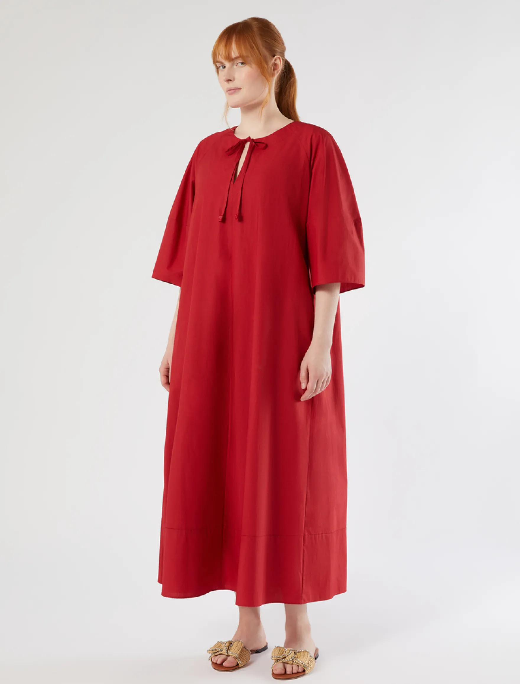 Abito in popeline di cotone - ROSSO