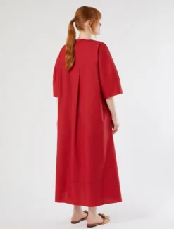 Abito in popeline di cotone - ROSSO