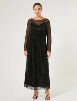 Abito in rete con strass - NERO