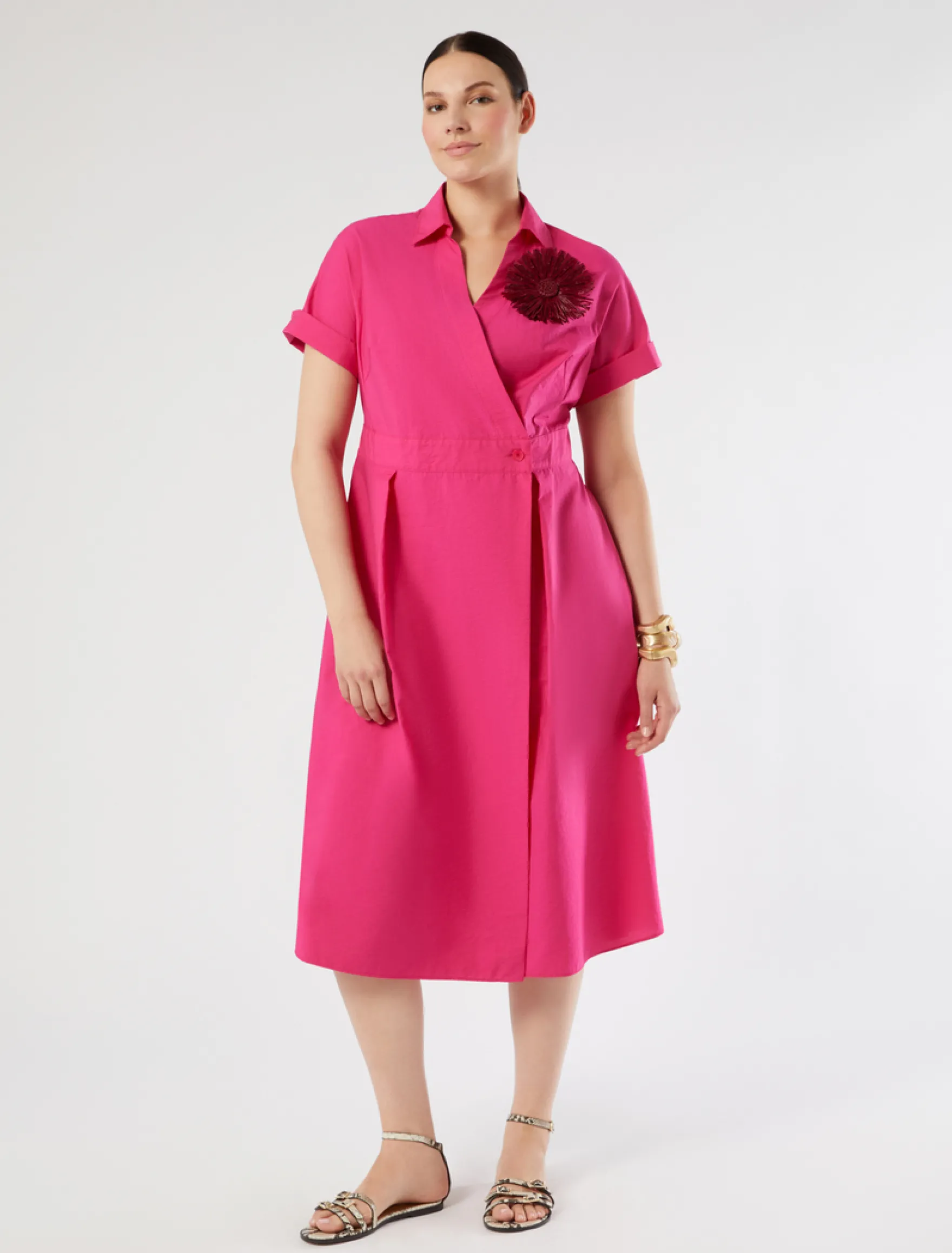 Abito in tela di cotone - FUXIA