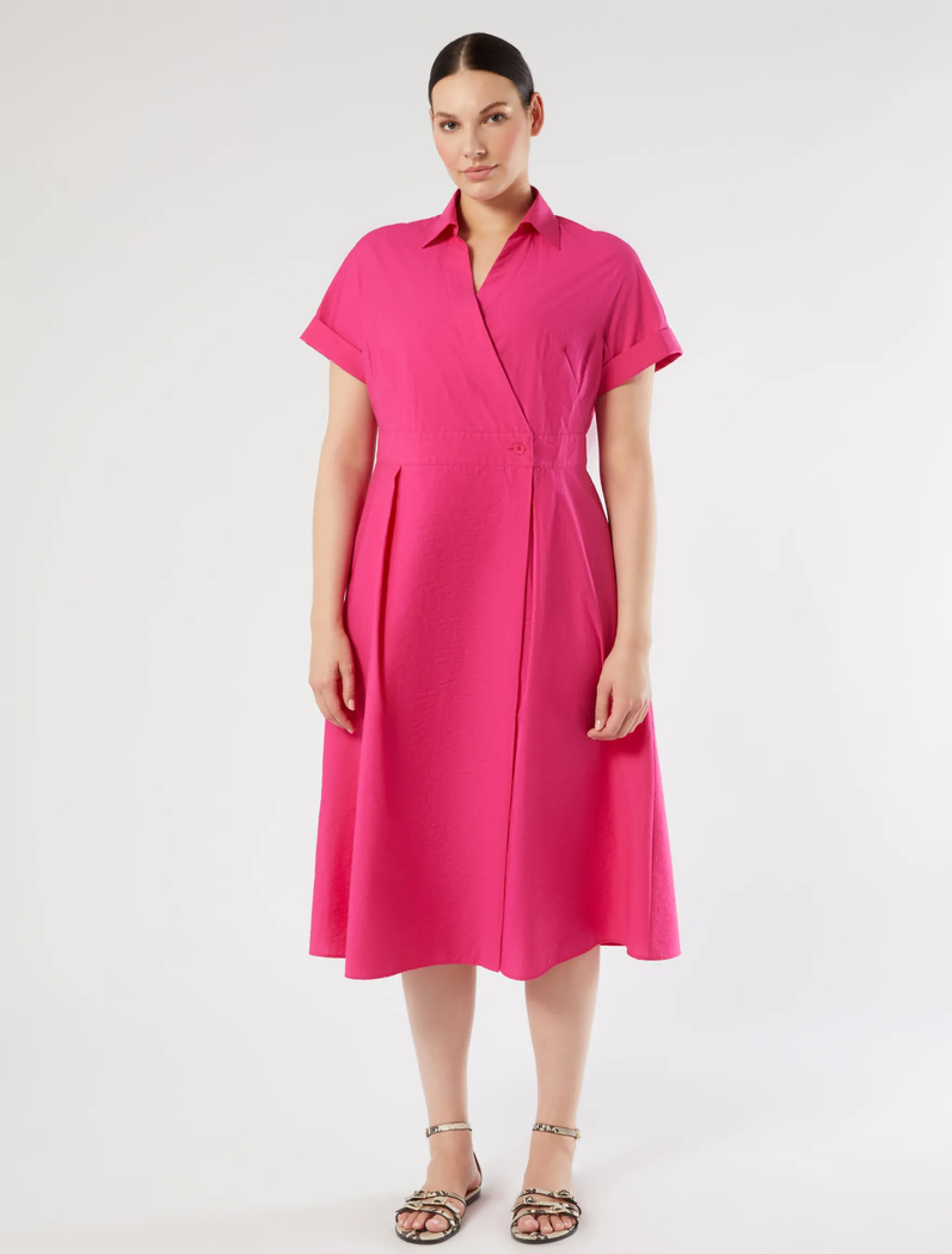 Abito in tela di cotone - FUXIA