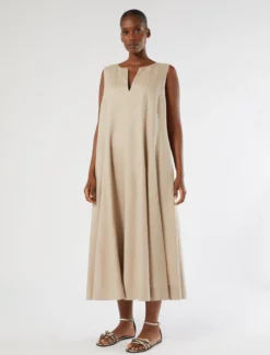 Abito in tela di lino - BEIGE