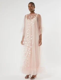 Abito in tulle con fiori - ROSA