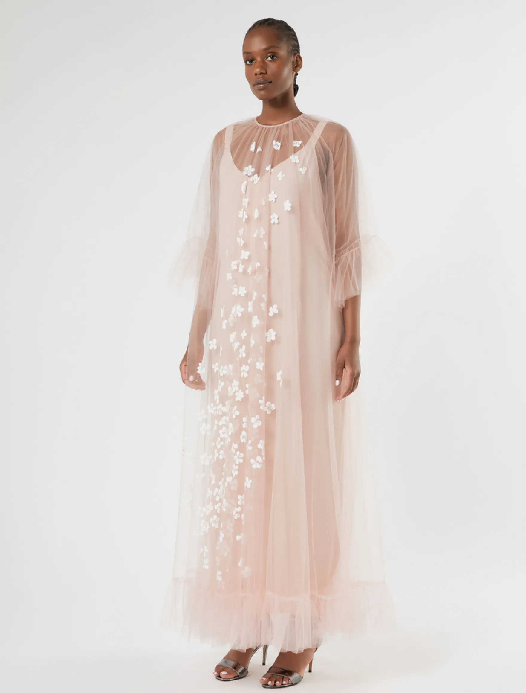 Abito in tulle con fiori - ROSA