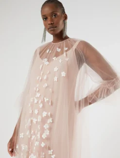 Abito in tulle con fiori - ROSA