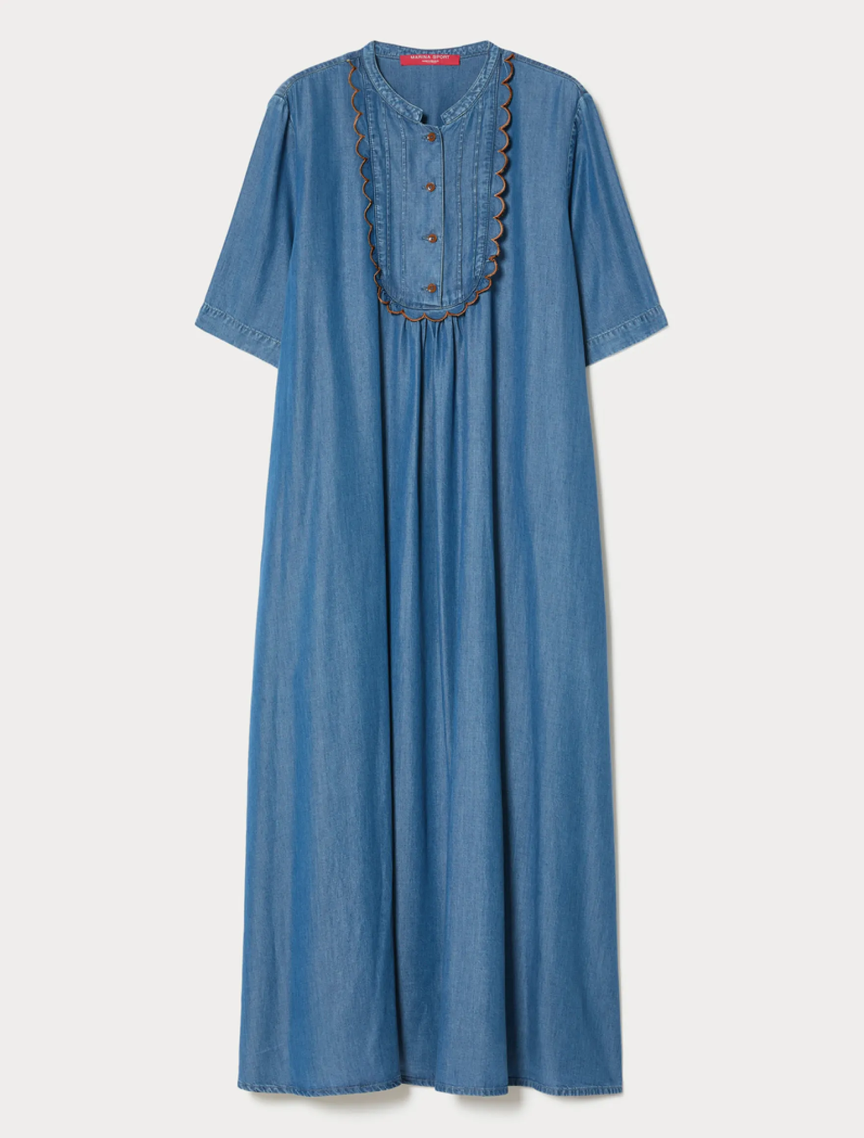 Abito in twill con ricamo - BLU