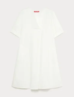 Abito in twill di misto lino - AVORIO