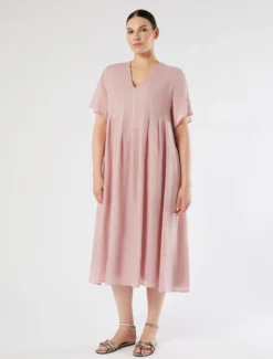 Abito in twill di ramiè - ROSA ANTICO