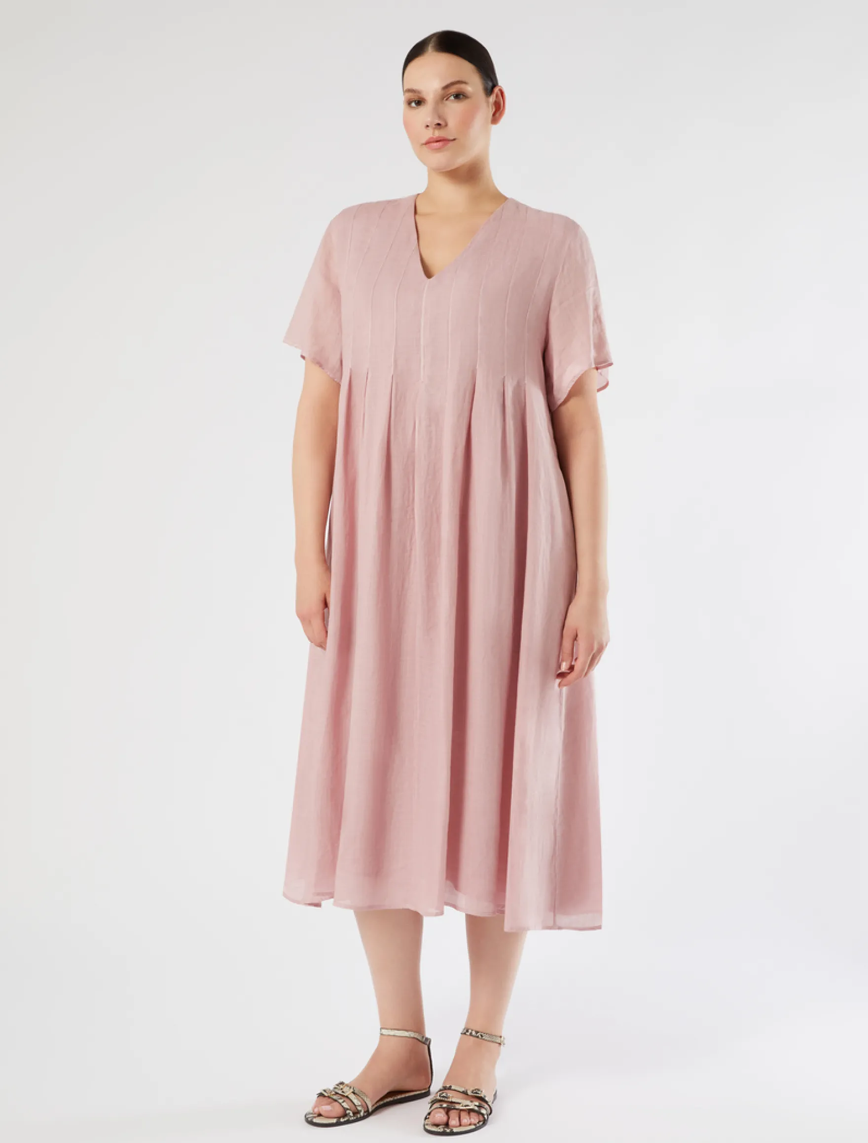 Abito in twill di ramiè - ROSA ANTICO