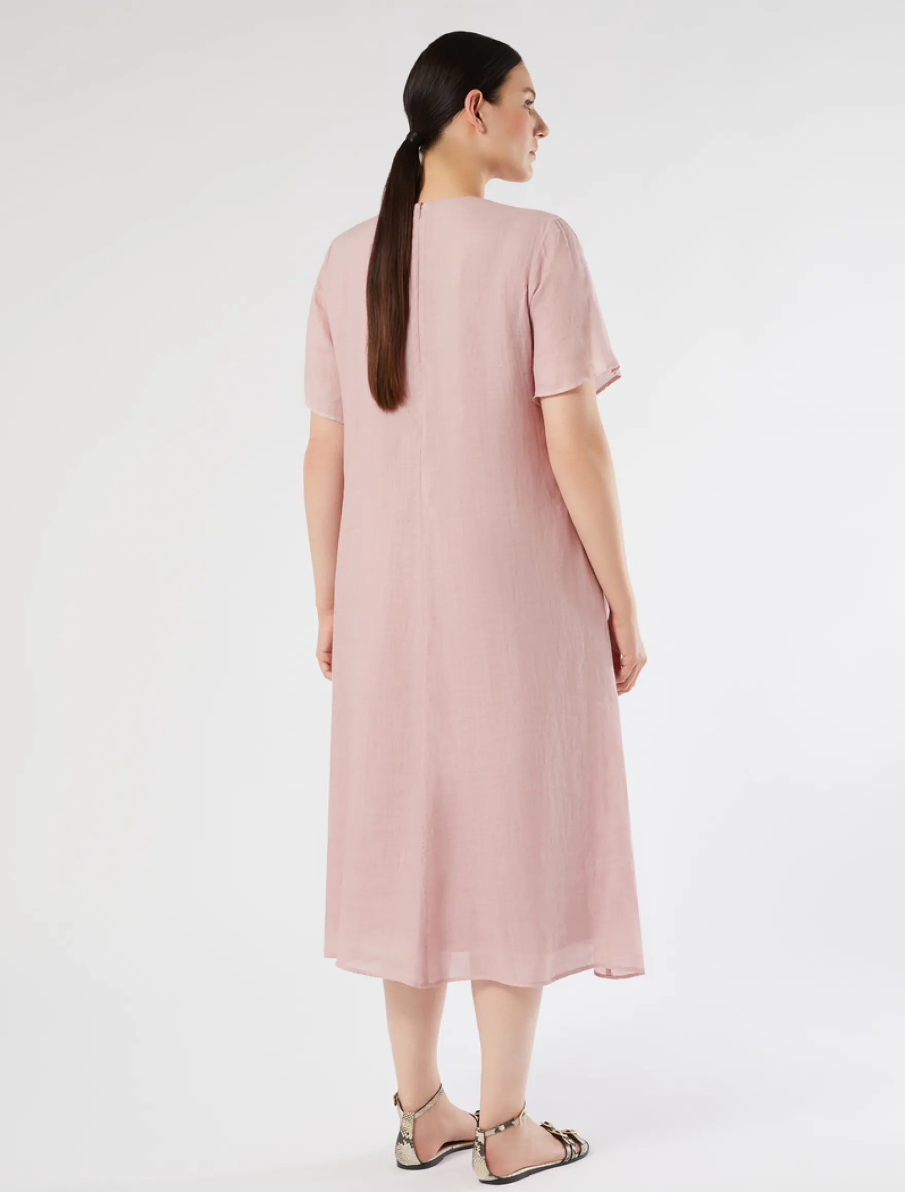 Abito in twill di ramiè - ROSA ANTICO