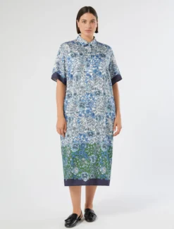Abito in twill stampato - BIANCO AVORIO