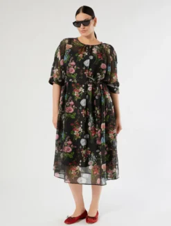 Abito in voile di seta - NERO