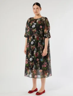 Abito in voile di seta - NERO