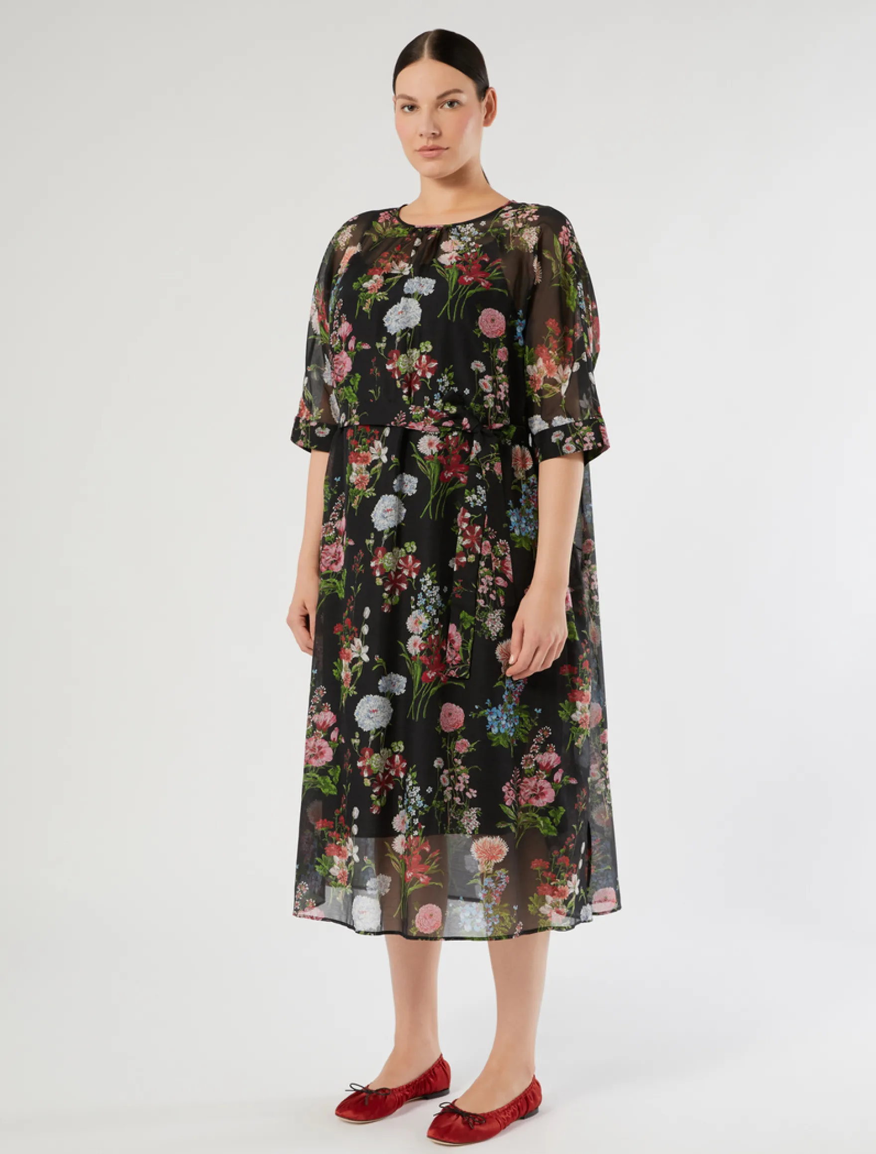 Abito in voile di seta - NERO