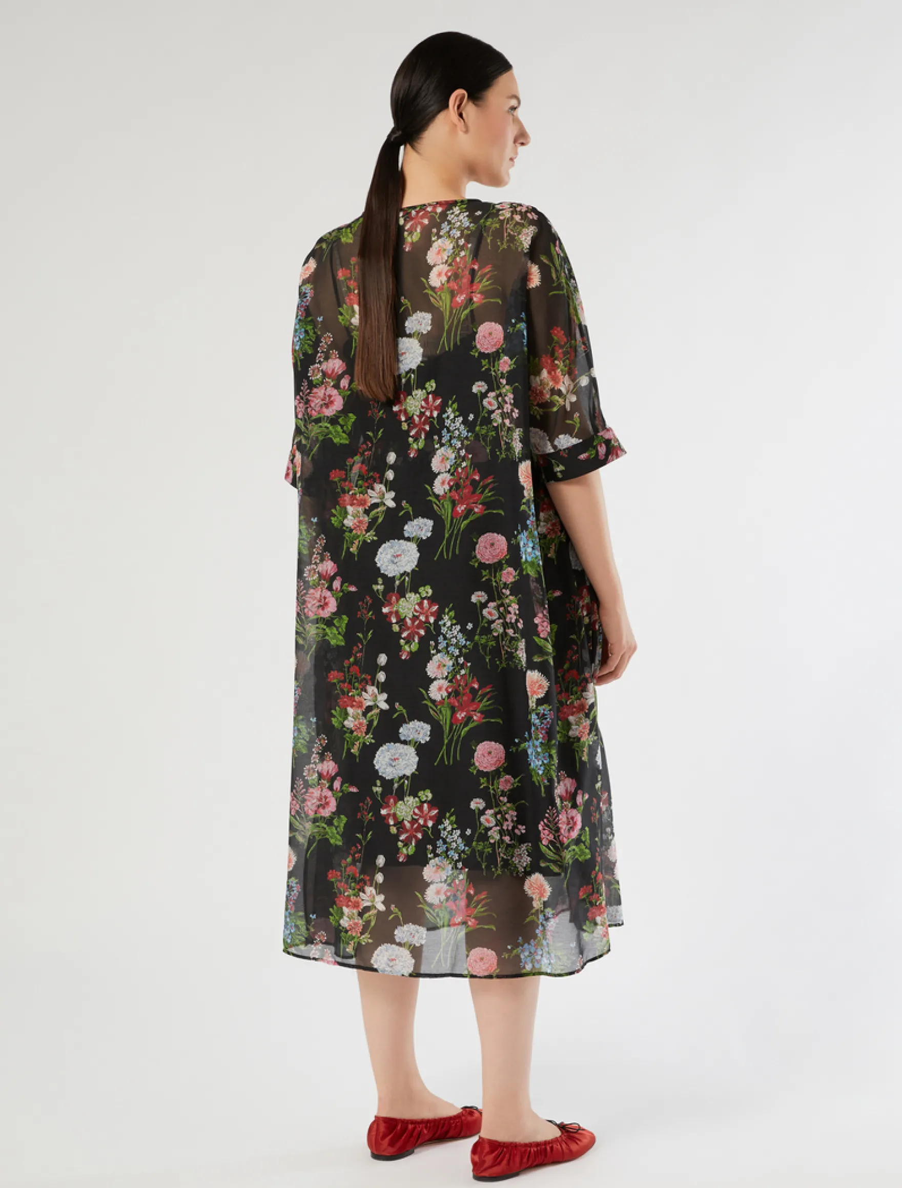 Abito in voile di seta - NERO