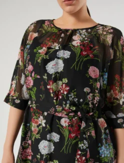 Abito in voile di seta - NERO