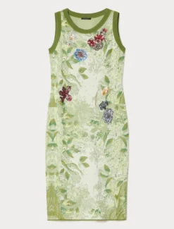 Abito jacquard con ricami - BIANCO