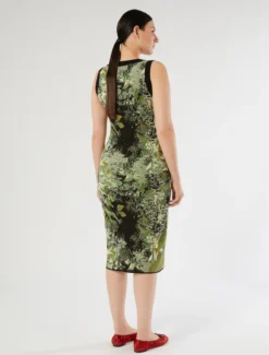 Abito jacquard con ricami - NERO