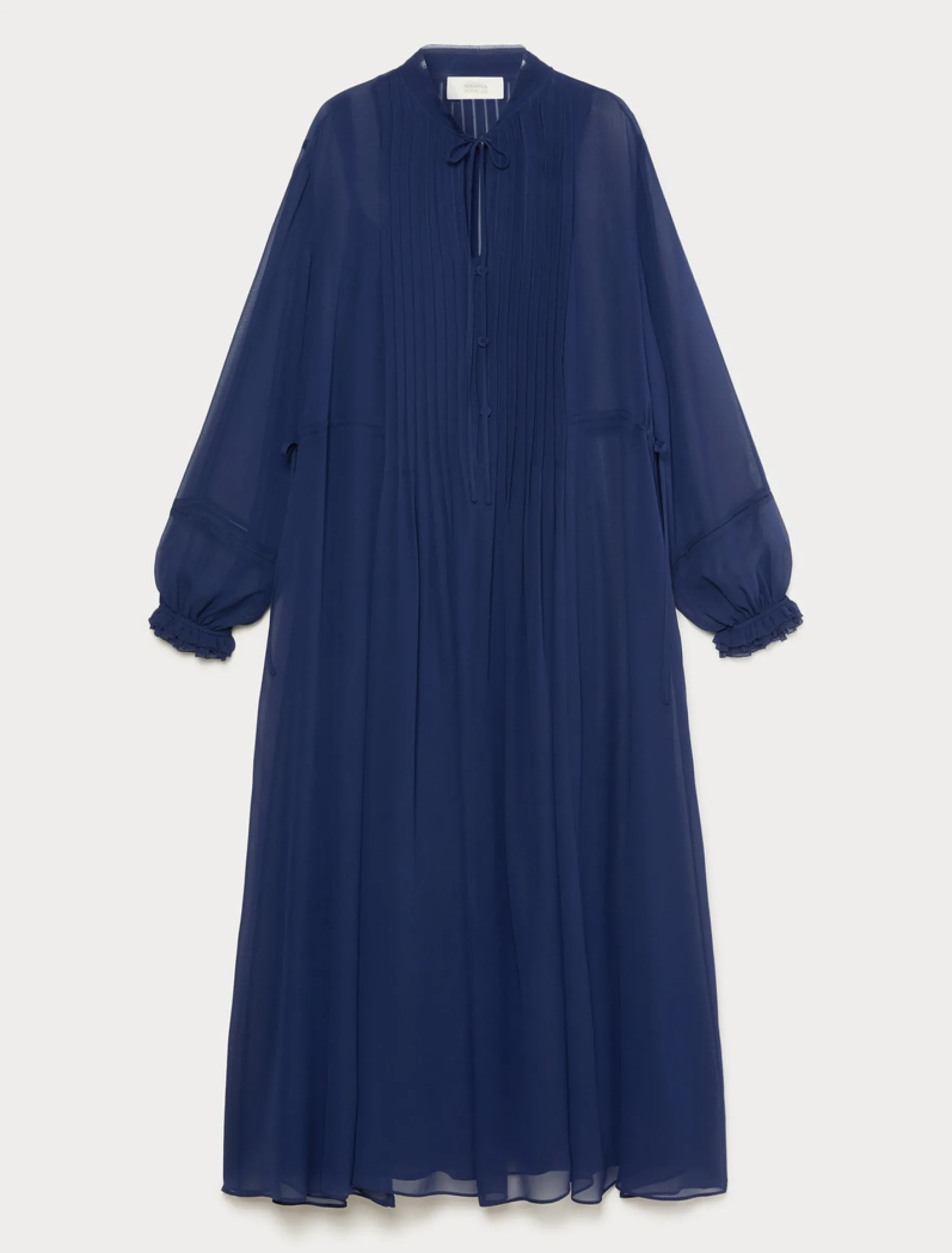 Abito lungo in georgette di seta - BLU NOTTE
