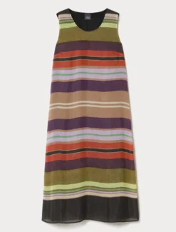 Abito lungo in tencel stampato - NERO