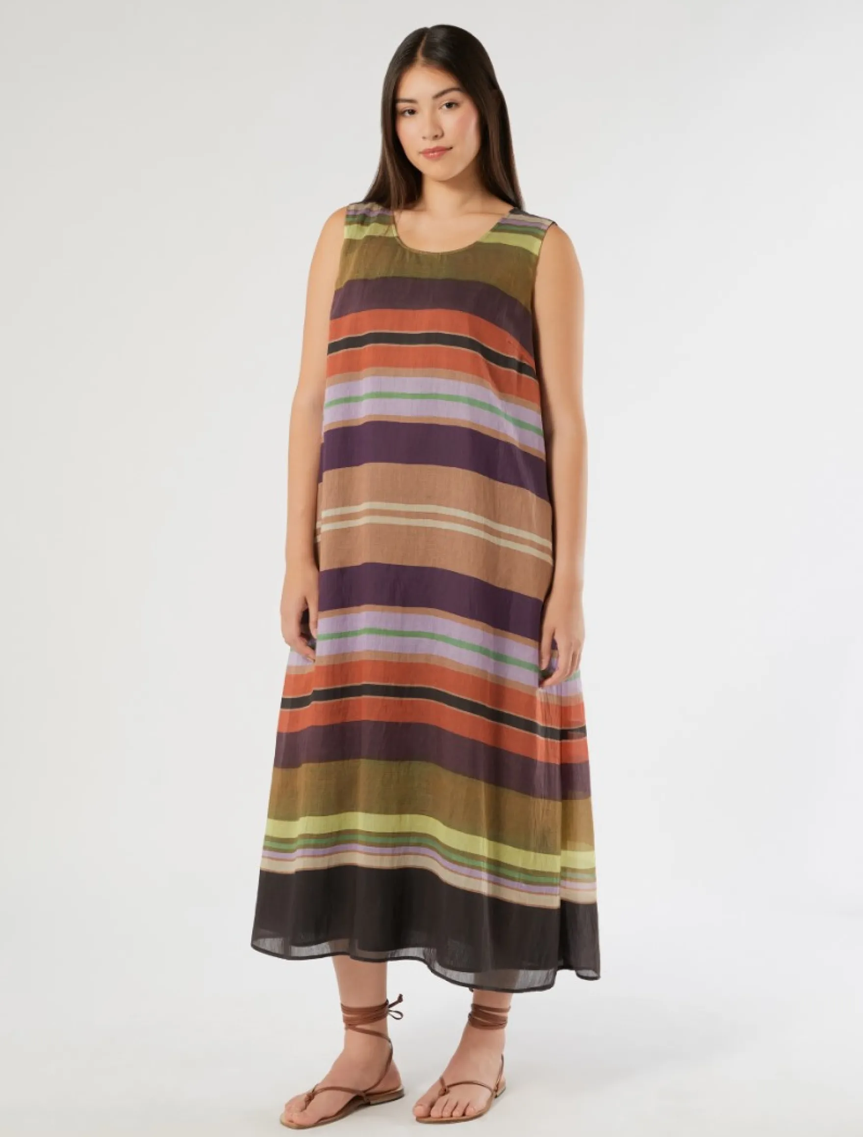 Abito lungo in tencel stampato - NERO