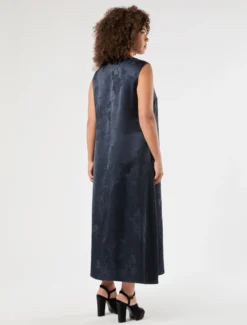 Abito lungo jacquard - BLU NOTTE
