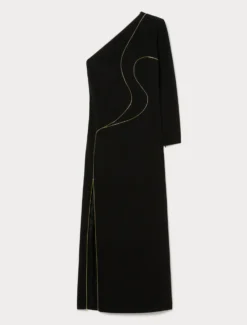 Abito monospalla in cady - NERO