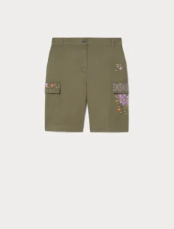 Bermuda in gabardina di cotone - VERDE OLIVA