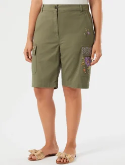 Bermuda in gabardina di cotone - VERDE OLIVA