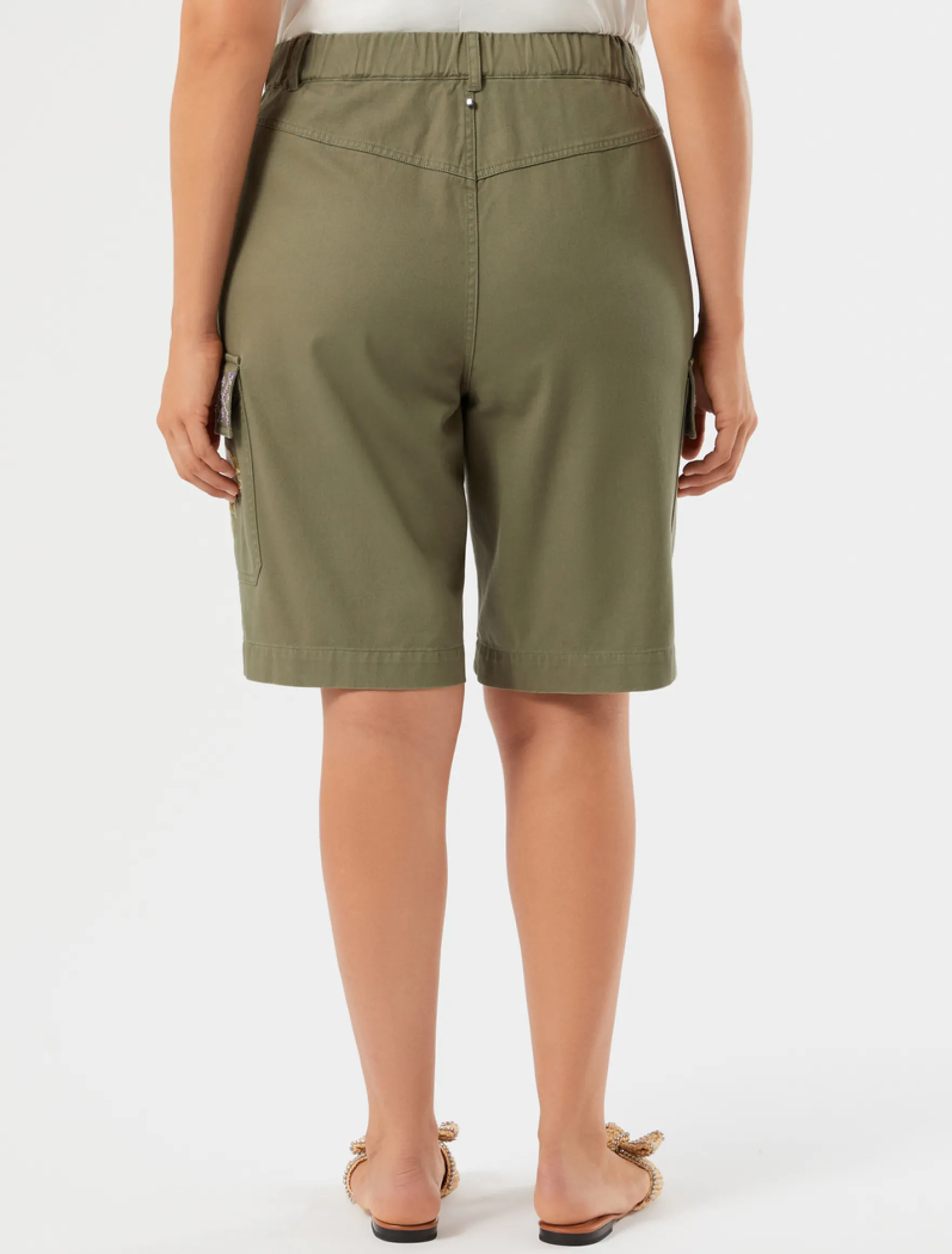 Bermuda in gabardina di cotone - VERDE OLIVA