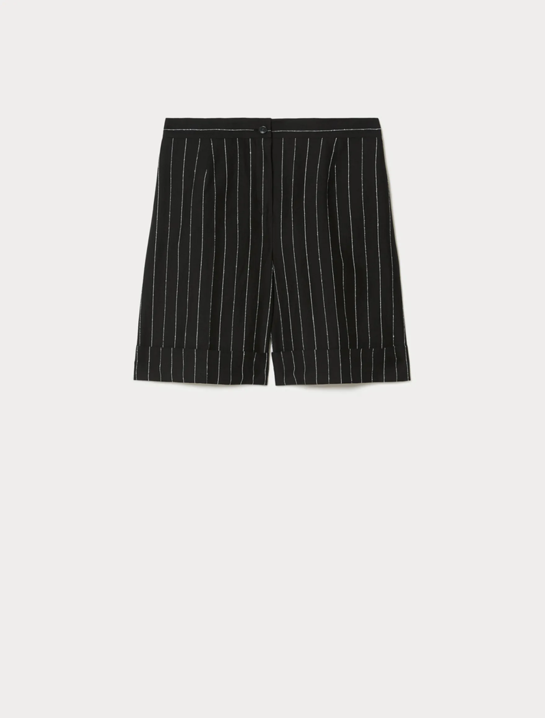 Bermuda in lino e viscosa gessato - NERO