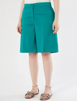 Bermuda in raso di cotone - VERDE