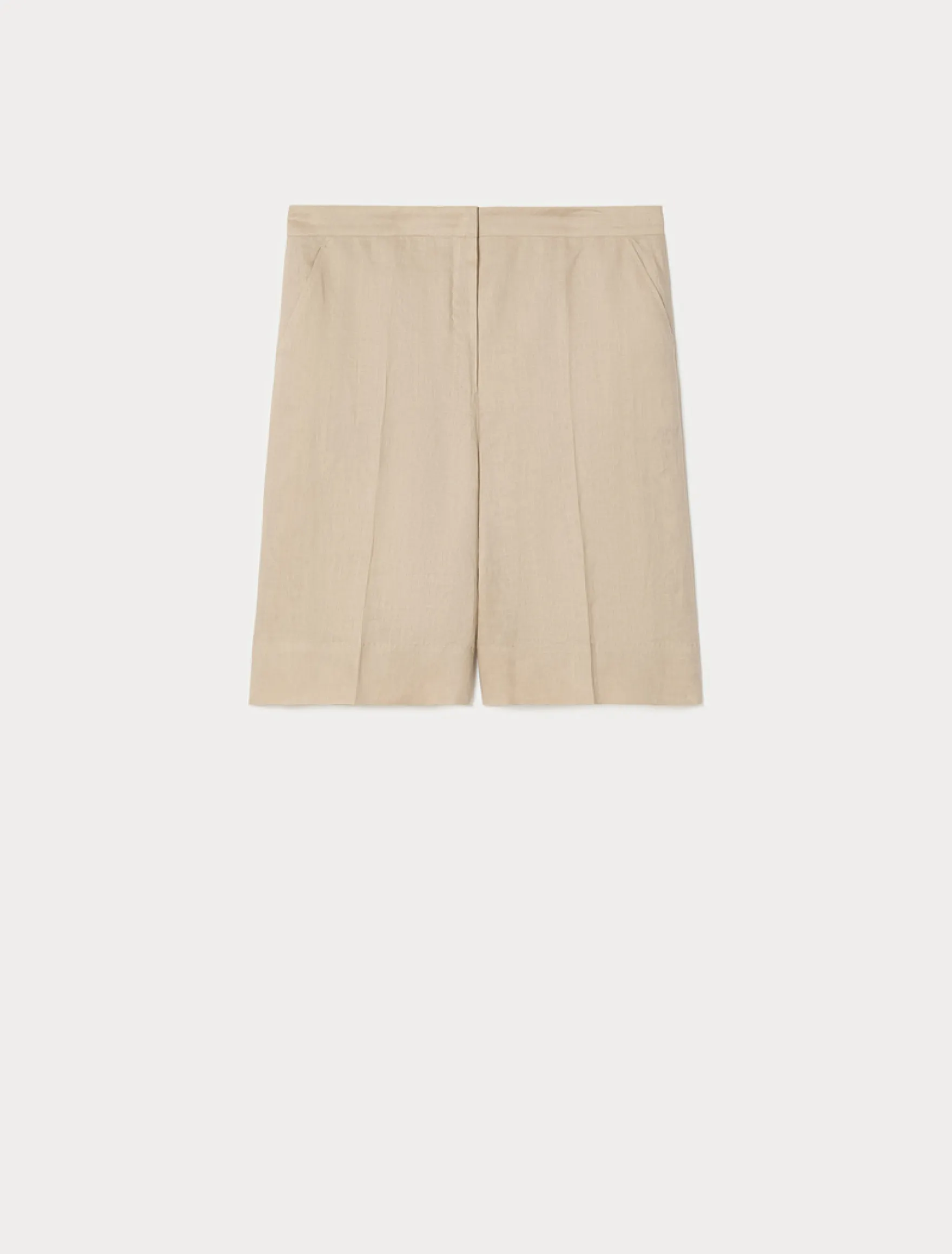 Bermuda in tela di lino - BEIGE