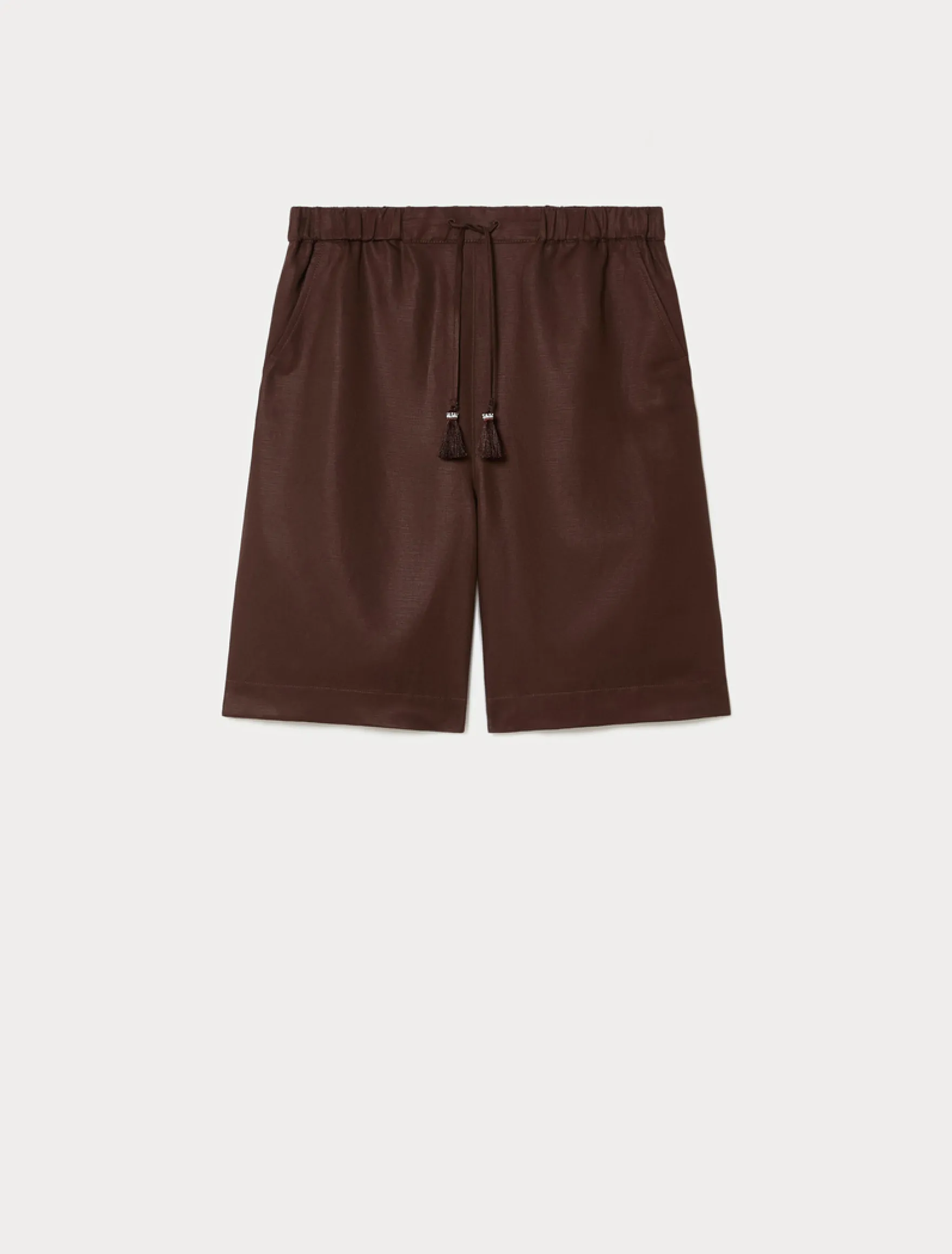 Bermuda in twill di lino - CIOCCOLATO