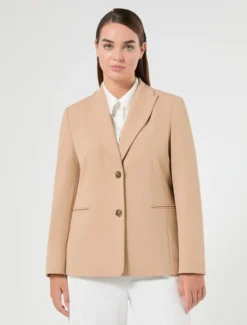 Blazer in jersey scuba crêpe - CAMMELLO