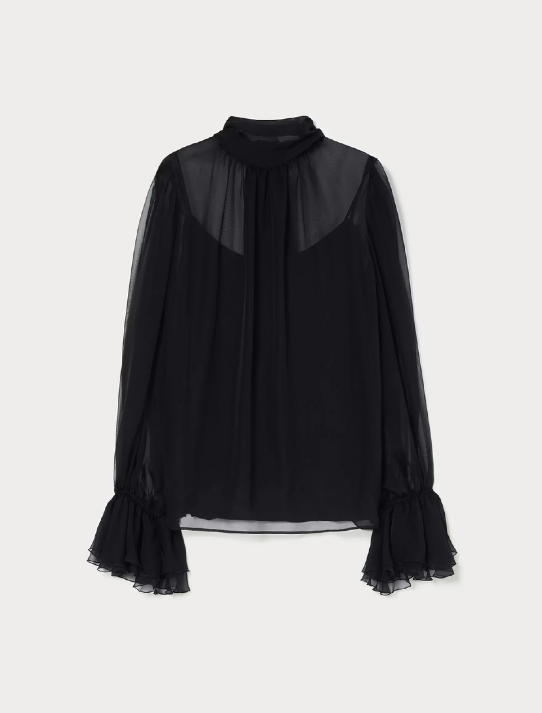 Blusa in chiffon di seta - NERO