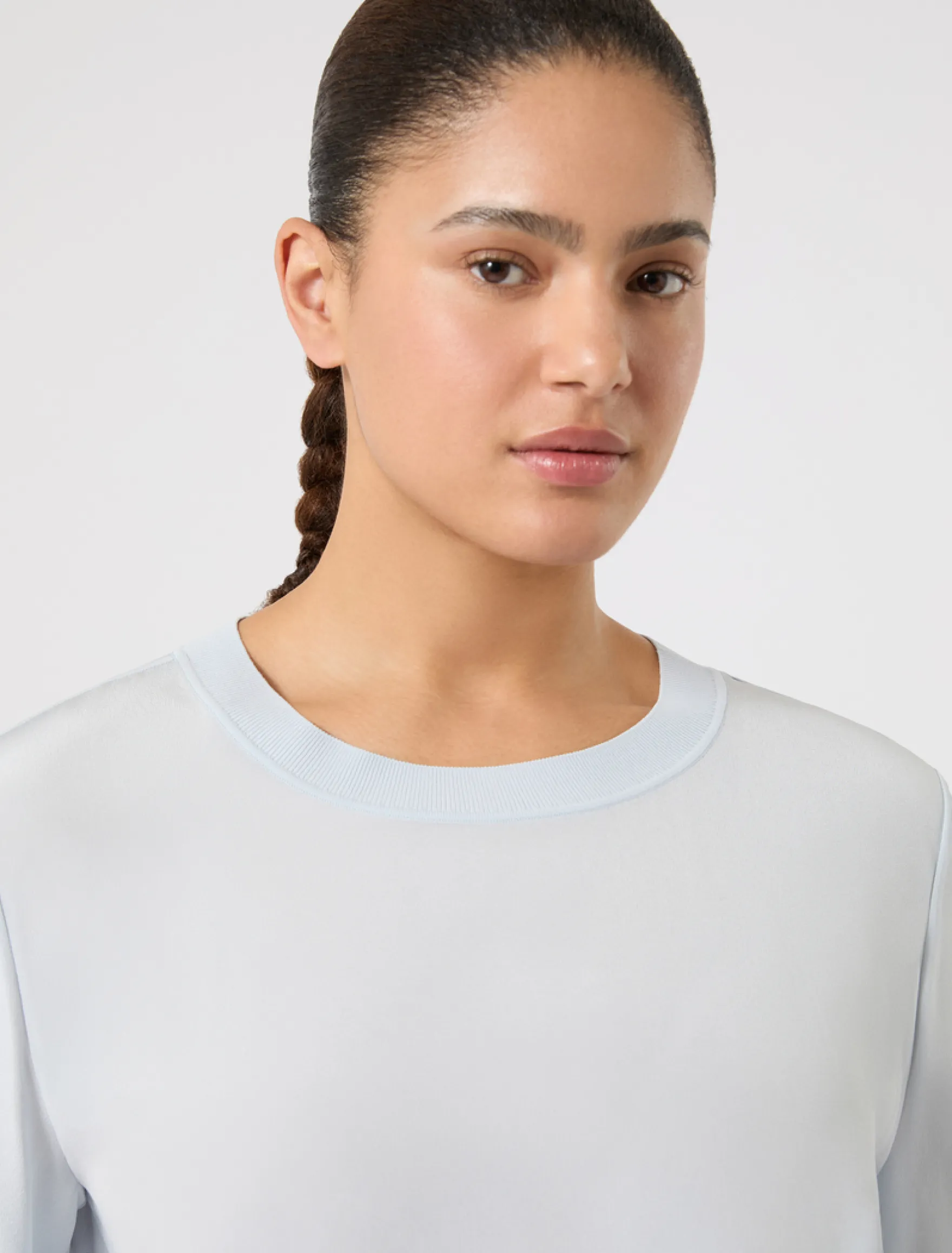 Blusa in crêpe de Chine di seta - AZZURRO