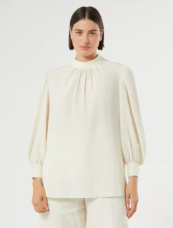 Blusa in crêpe de Chine di seta - BIANCO AVORIO