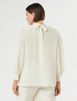 Blusa in crêpe de Chine di seta - BIANCO AVORIO