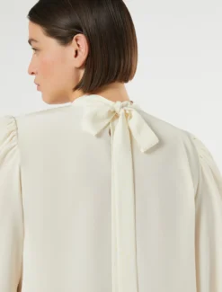 Blusa in crêpe de Chine di seta - BIANCO AVORIO