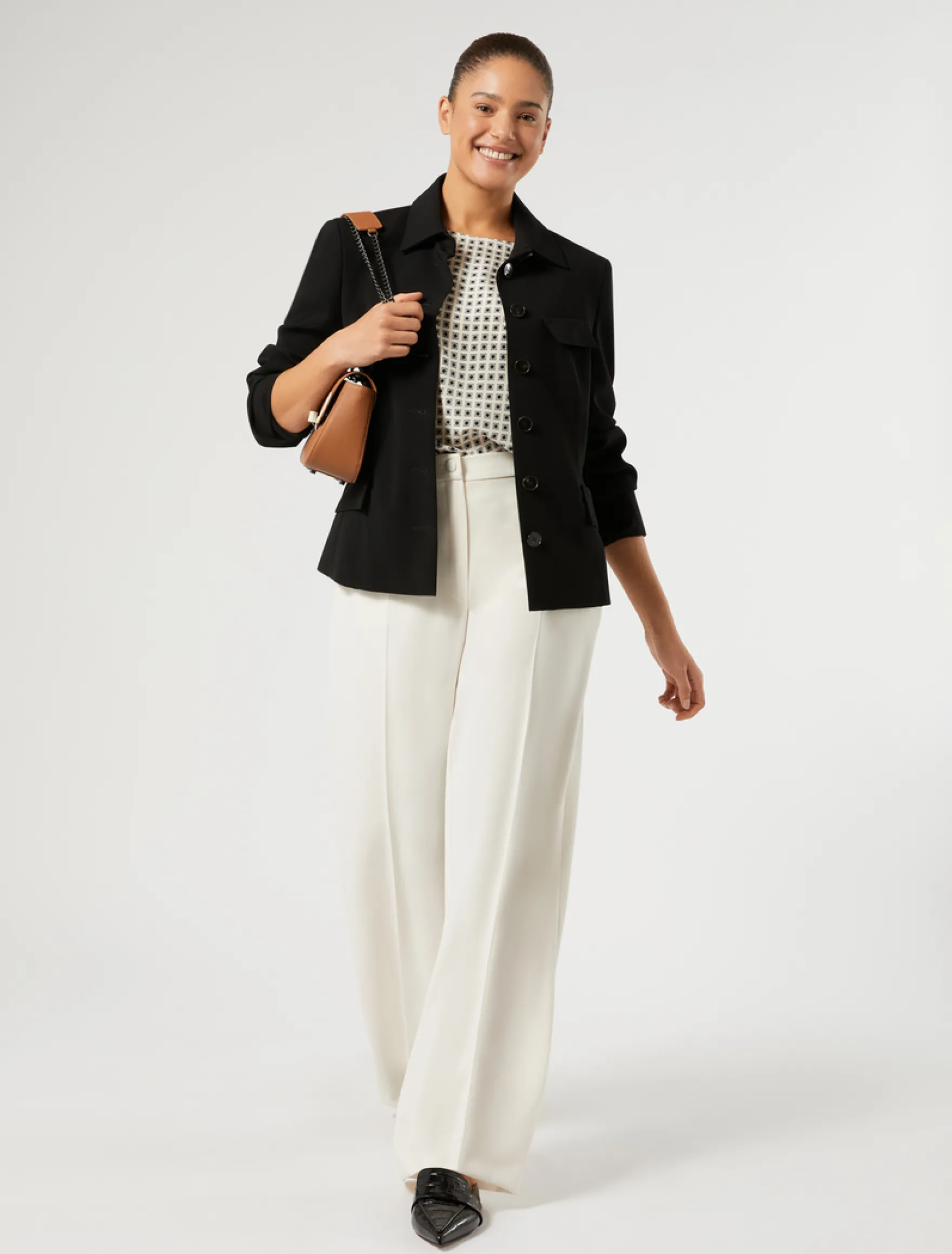 Blusa in crêpe de Chine di seta - BIANCO AVORIO