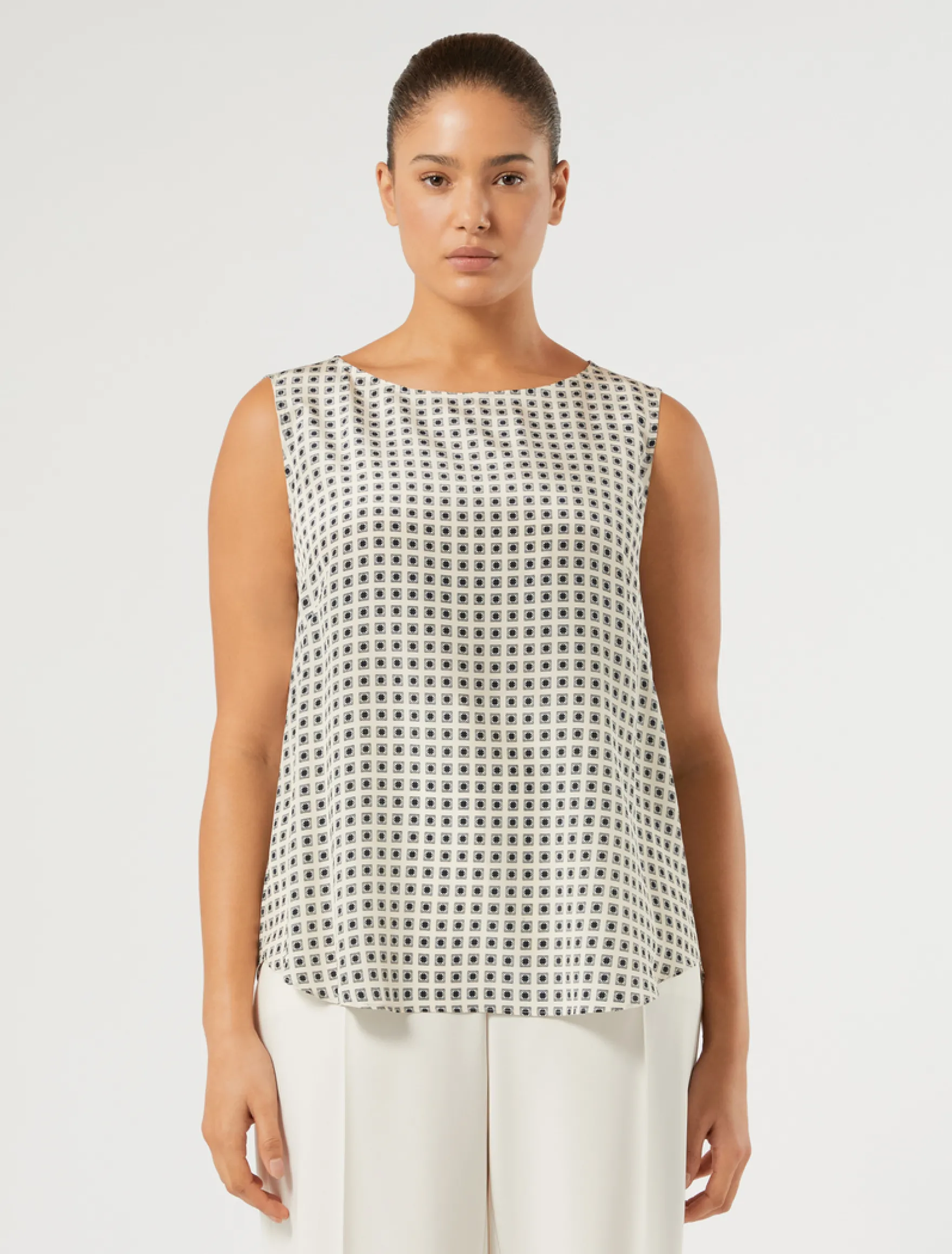 Blusa in crêpe de Chine di seta - BIANCO AVORIO