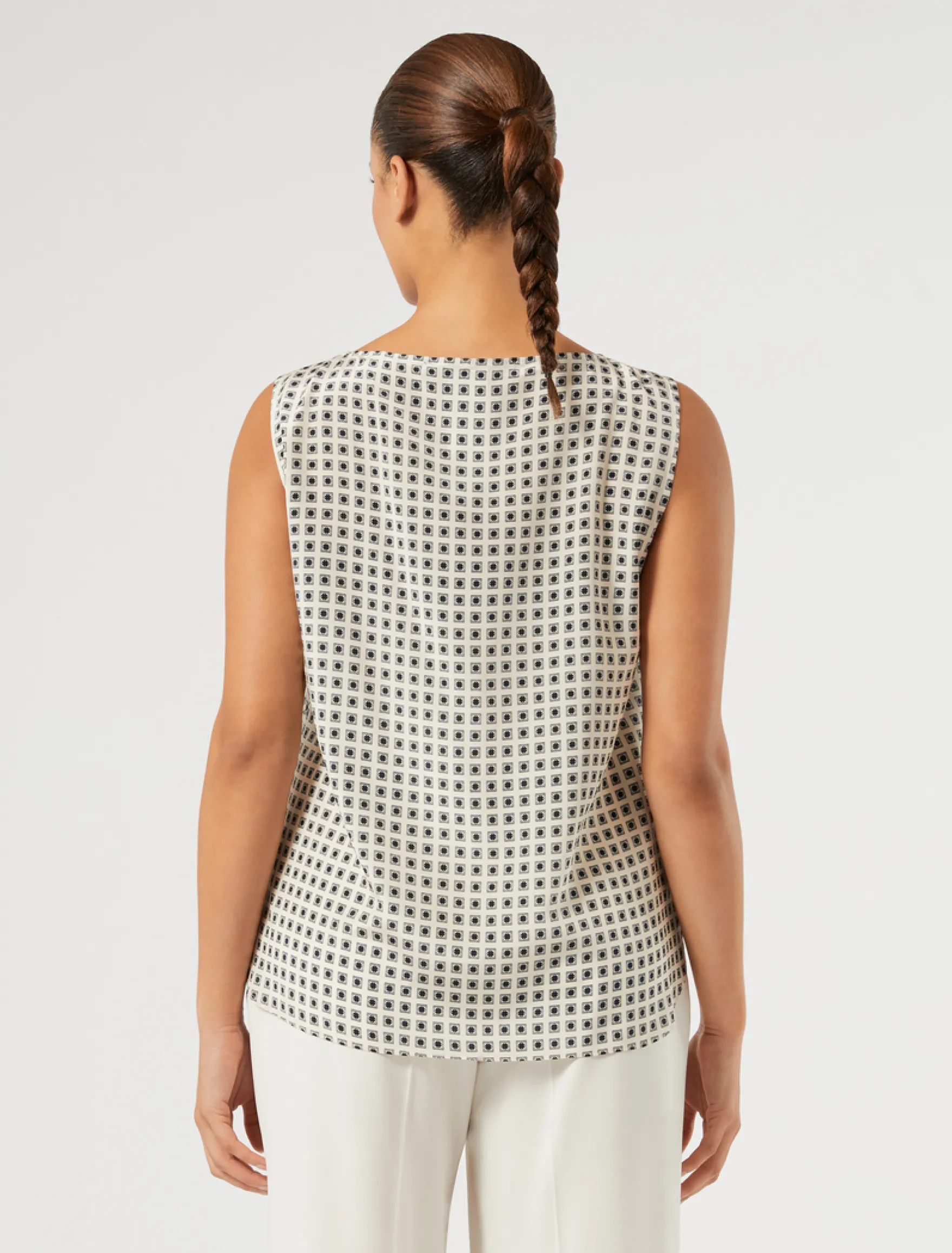 Blusa in crêpe de Chine di seta - BIANCO AVORIO