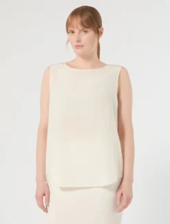 Blusa in crêpe de Chine di seta - BIANCO AVORIO